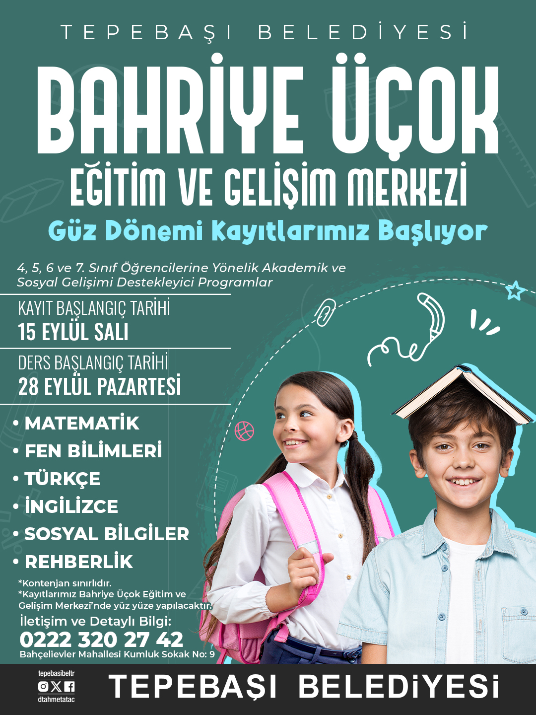BAHRİYE ÜÇOK EĞİTİM VE GELİŞİM MERKEZİ GÜZ DÖNEMİ KAYITLARIMIZ BAŞLIYOR