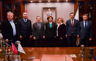 BÜYÜKŞEHİR BELEDİYE BAŞKAN ADAYI ÜNLÜCE'DEN BAŞKAN ATAÇ'A ZİYARET