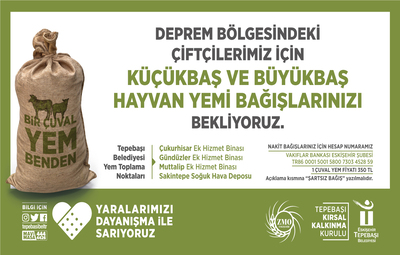 TEPEBAŞI'NDAN DEPREM BÖLGESİNDEKİ ÇİFTÇİLERE YEM DESTEĞİ