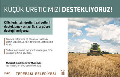 TEPEBAŞI'NDAN KÜÇÜK ÜRETİCİYE SIVI GÜBRE DESTEĞİ