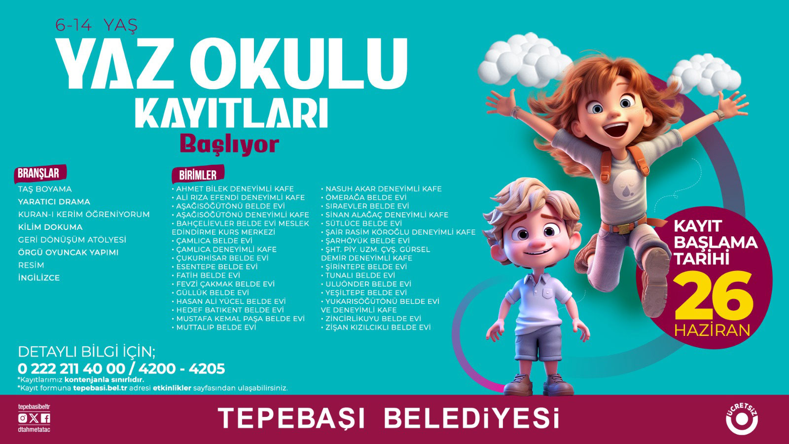 Kayıt formu için tıklayınız.